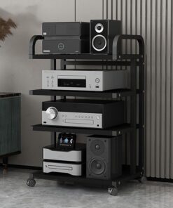 Support Audio, étagère multimédia, étagère de Jeu, Support DVD, Support multimédia AV, étagère d'angle, Support de Support Audio stéréo, Support multimédia Audio-vidéo Moderne avec roulettes