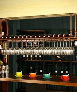 Présentoir à vin, Support à Verres à vin Suspendu en Fer de Style européen, étagère décorative de Plafond pour Bars et Restaurants