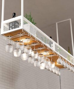 Casier à vin en Fer forgé pour Bar à Domicile, étagère Plate à l'envers, Support pour Verre à vin, Armoire à vin Suspendue, Supports Suspendus, décoration de Bar, Support de rangem