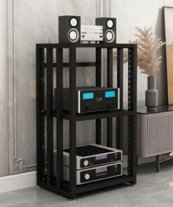 Meuble de Rangement multimédia à 3 Niveaux, Rack stéréo HiFi réglable, Meuble Audio à Montage Facile pour Salon, Salle de Jeux et Studio d'enregistrement