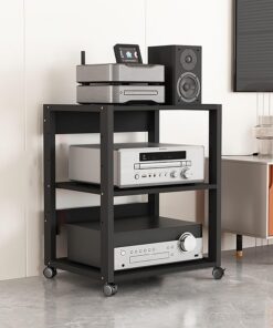 Meuble TV Audio Moderne du Milieu du siècle - Étagère d'angle élégante pour Jeux vidéo, Enregistrement, DVD et Consoles - Parfait pour Un aménagement Home cinéma
