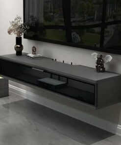 Meuble TV mural, meuble TV mural moderne Étagère TV flottante Étagère murale Centre de divertissement à domicile Supports TV Hutch audio/vidéo Étagère électronique pour composants TV Console