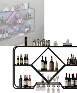 Porte-Bouteilles de vin Mural avec Support pour Verres à vin, étagères de Bar, Mini-Bar, présentoir pour Bouteilles d'alcool, Supports Suspendus pour Bouteilles de vin, Bar flottan