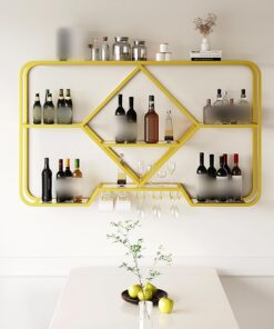 Casier à vin Mural Industriel à LED - Support de Rangement pour présentoir à vin Noir pour Bar à Domicile, Salle à Manger