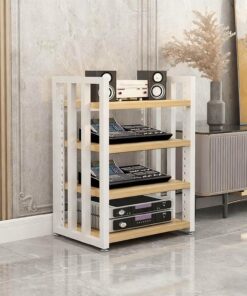 Meuble de Rangement multimédia à 4 Niveaux, Rack HiFi réglable pour Composants Audio, Montage Facile, idéal pour Le Salon, Le Gaming ou l'enregistrement.