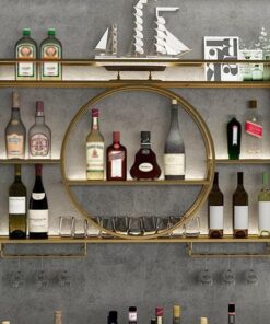 Casier à vin Industriel Mural, présentoir à vin Moderne en métal, Porte-Bouteilles et Porte-Verres Suspendus pour la décoration intérieure, étagères flottantes pour Bar