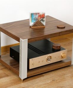 Meuble HiFi à 4 niveaux, Meuble Rack Audio avec pieds réglables, Meuble stéréo, étagères réglables, Meuble Audio Vidéo, for réunion, salon, salle d'enregistrement(Walnut,38.5cm/15.1in (2 Tier