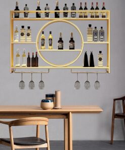 Présentoir à vin Mural, Support de Rangement pour Bar, casier à vin Mural en métal, Armoire à Cocktail, Salon, Restaurant, décoration de Fond (Taille : 39,4 x 5,9 x 31,5 Pouces, co