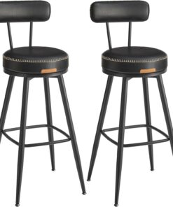 VASAGLE Collection EKHO - Lot de 2 Tabourets de Bar, Chaises de Bar, Chaises de Cuisine, en Similicuir, Hauteur d’Assise 76 cm, Cuisine, Salle à Manger, Pivotants à 360°, Noir d'encre, LBC889B01V2