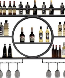 Casier à vin mural, casier à vin avec support pour verres à pied, étagères flottantes pour bar, présentoir à vin mural pour salle à manger, maison, bar, cuisine (taille : 100 x 15 x 80 cm, c