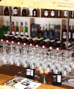 Casier à vin Flottant pour Bar, Support de Verre à vin au Plafond réglable, Support à gobelet à vin, comptoir de Cuisine, pub, Verres à Pied Suspendus, étagère de décoration