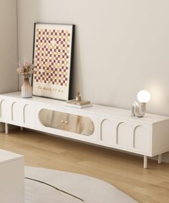 Meuble TV, Banc TV, Console Multimédia avec Tiroir et Porte, Support de Télévision, pour Salon, Chambre À Coucher(160cm/62.9in)