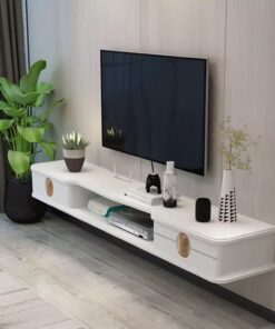 Meuble TV Suspendu, Support Mural de Stockage D'équipement Audio et Vidéo, Centre de Contrôle Multimédia avec Tiroir, pour Chambre a Coucher, Salon, Salle Multimédia, Salle de Jeux (Color :