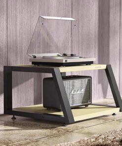Meuble Hi Fi, Meuble Stéréo, Rack Audio Avec Pieds Réglables, Meuble Audio Vidéo En Bois, Support D'amplificateur Multifonctionnel, Rangement for Le Divertissement(Original Wood+Black,2-tier