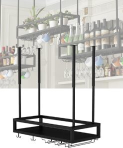 Casier à vin Suspendu Mural avec Support à Verres à vin, étagères de Bar flottantes, étagère d'affichage de Bouteilles d'alcool, Mini-Bar, casiers à vin pour Bouteilles de vin pour la Maison