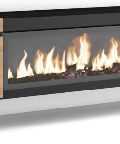 Skraut Home | Meuble TV | Banc Télé | Grand Espace de Rangement | 210 | pour Les TV jusqu'à 80" | Cheminée électrique XXL | Suspendu, Mural | Style Moderne | Chêne et Noir