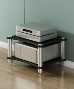 Meuble HiFi à 1/2/3/4 Etagères,Meubles pour Audio/Vidéo,Support en Acier,Meuble Multimedia,Meuble Bas,Meuble Tourne Disque vinyle,Meuble Imprimante,pour DVD,Console de jeu,Amplificateurs,Médias(Nero,6