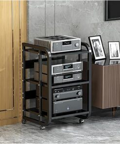 Support Audio, Support multimédia pour étagère AV pour Bureau à Domicile, Support de Composants Audio vidéo Moderne, Support Audio Robuste pour Consoles de Jeu, Armoire multimédia Ouverte, l