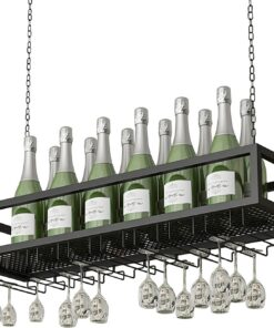 Porte-Bouteilles de vin Porte-Bouteilles de vin Porte-Bouteilles de vin Suspendu au Plafond Porte-Bouteilles de vin pour Bar à Domicile Porte-Verres à Champagne Porte-Verres à vin
