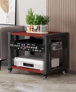Meuble chaine hifi Rangement Audio Et Vidéo For Bureau À Domicile,Meuble hifi,étagères audio-vidéo,étagère d'armoire de tour multimédia,Support Multimédia Audio Et Vidéo D'angle For TV(A,2-layer)