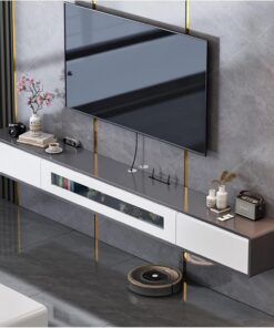 Console TV flottante à fixation murale sous le meuble TV Console TV flottante Étagère de divertissement avec tiroirs et rangement pour salon Chambre Salle multimédia (Couleur : C, Taille : 1