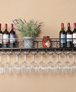 Casier à vin Mural Industriel, étagères flottantes pour Bar, présentoirs de Rangement multifonctionnels pour vin, Support pour Verre à vin en métal, étagères de Bar pour Bouteilles