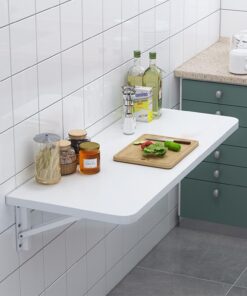 Table Pliante Murale pour Cuisine, Table de Bar Pliable pour Petit-déjeuner, Table à Manger, établi, Bureau d'ordinateur, Bureau à Domicile, Chambre à Coucher, buanderie, Blanc (ta