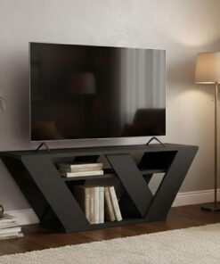 Dmora - Meuble TV Pegasus, Buffet de Salon, Armoire Basse pour TV, Base Murale de Rangement, 110x30h40 cm, Anthracite