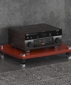 Meuble Hi FI Ouvert, Support Multimédia AV, Pieds en Acier Inoxydable, Meuble Rack Audio avec Pieds Amortisseurs, Meuble Stéréo Audio Vidéo(Brown,1 Tier 60x48x10cm)