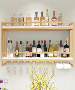 Étagère à vin Murale avec Support pour Verres à vin, présentoir pour Bouteilles d'alcool, Mini-Bar pour Bouteilles de vin, pour la Maison, Le Bar, la Salle à Manger, la Cuisine (do