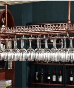 Casiers à vin, montés au Plafond et Porte-Verre, étagère de Rangement Industrielle en métal pour Mur, Support de Porte-Verre à vin Suspendu pour Bar Home Café