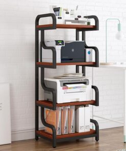 Meuble HiFi à 4 Niveaux, Meuble Rack Audio Ouverte, Meuble stéréo avec Conception de Repose-Pieds, Meuble Audio Vidéo, Armoire stéréo(Rosso)