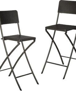 Relaxdays Chaise de bar lot de 2 avec dossier pliante pliable BASTIAN tabouret 78 cm hauteur, noir