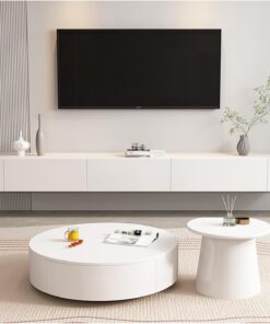 Générique Meuble TV Flottant Moderne avec tiroirs et rangements – Centre de Divertissement Mural pour Salon, Chambre ou Salle multimédia – Console Blanche élégante de 180 cm