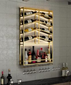Étagère à vin Murale Flottante et étagère à Liqueur en Fer combinée Étagères à vin murales pour Bar, Cuisine, Cave à vin et Station à café