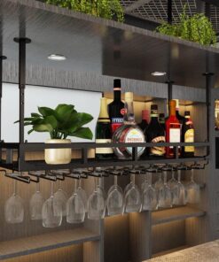 Casier à vin de Type Plafond, Support à vin Suspendu, Support à Verres à vin, Support à gobelets, étagère de Rangement décorative pour Bars, Restaurants, Cuisines, étagère Suspendu