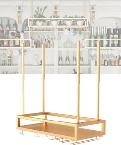 Casier à vin Suspendu fixé au Mur avec Support pour Verres à vin, étagères de Bar flottantes, étagère d'affichage pour Bouteilles d'alcool, Mini-Bar, casiers à vin pour Bouteilles