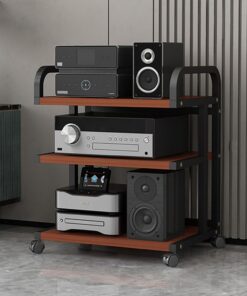 Étagère de Jeu,Rack Stéréo Armoire AV Moderne,Stand Média,Étagères Rack de Stockage Audio Vidéo,Meuble DVD,Structure Solide,Convient pour Lecteur DVD/Support de Console de Jeu.(Walnut,50x40x65cm)