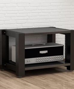 Meuble Hi FI, Meuble Audio Vidéo réglable, Meuble stéréo en Acier et Bois, Meuble Rack Audio au Sol Amovible, for la Maison/Le Bureau/Le théâtre(Nero,23.6x15.7)
