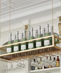 Étagère à vin ronde industrielle suspendue, étagère à vin inversée, étagère flottante pour bar, étagère à vin de plafond avec support pour verres à vin, pour salle à manger, maison, bar, cui
