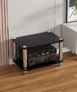Meuble hifi,étagères audio-vidéo,étagère d'armoire de tour multimédia,Support Multimédia Audio Et Vidéo D'angle For TV,meuble chaine hifi Rangement Audio Et Vidéo For Bureau À Domicile(Black,2-layer)