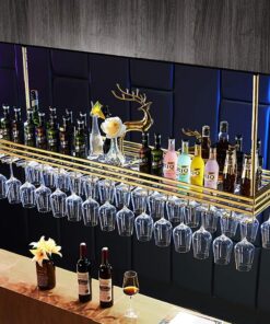 Support pour verres à vin – Support de verre à pied suspendu au plafond, design de loft de style européen, idéal pour les bars et la décoration de la maison, étagère durable pour bouteilles de vin,