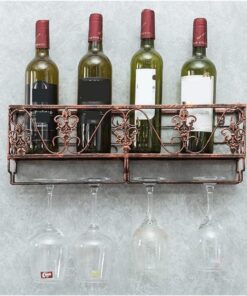 Casier à vin Suspendu en Fer forgé, Cadre pour Verres à vin, décoration Murale, étagère pour Salon, Bar, Restaurant, Rangement de vin (B 50 x 17 x 10 cm)