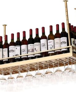 MObyat Casier à vin Suspendu au Plafond avec Support en Verre, pour Les Amateurs de vin, Meubles de Bar et casier à vin, Meubles de Bar à Domicile, casiers à vin, Porte-Verres à Pied, por