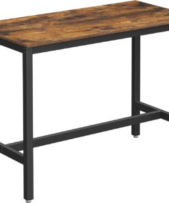VASAGLE Table Haute, Cadre en métal, pour Boissons, Cocktails, Brasserie, Restaurant, Salon, Cuisine, Stable, 120 x 60 x 90 cm, Style Industriel, Marron Rustique et Noir LBT91X