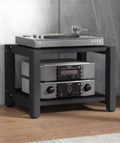 Meuble HiFi à 3/4 niveaux, Meuble Rack Audio au sol, Meuble Audio Vidéo et meuble de rangement multimédia, supports Hifi et support TV for le salon, les jeux, la salle d'enregistrement(Nero,23.