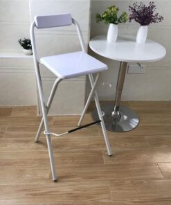 Tabouret de Bar Pliant avec Dossier Haut et Repose-Pieds pour Bistro, pub, Salle à Manger, café, Environ 65 cm (26 Pouces)