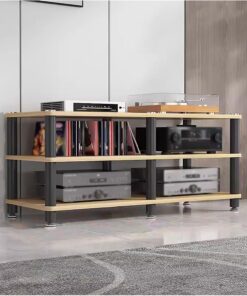 Armoire stéréo de Support de Tour d'équipement Audio vidéo de Salon à 3 Niveaux, Coin de cinéma de Bureau à Domicile, Support de télévision multimédia, Plateau tournant, récepteur de Haut-pa