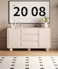 Meuble TV, Banc TV, Armoire TV, Buffet TV, Console Multimédia avec Armoires de Rangement et Tiroirs, Centre de Divertissement avec Trous de Câblage, pour Salon, Chambre À Coucher(140cm/55.1in)