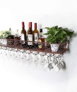 Bouteilles Porte-Bouteilles et Porte-Verres Porte-gobelet Mural en Fer forgé Grande capacité de Stockage Convient pour la Maison, la Cave à vin, Le Bar, Le Salon du vin (Couleur :